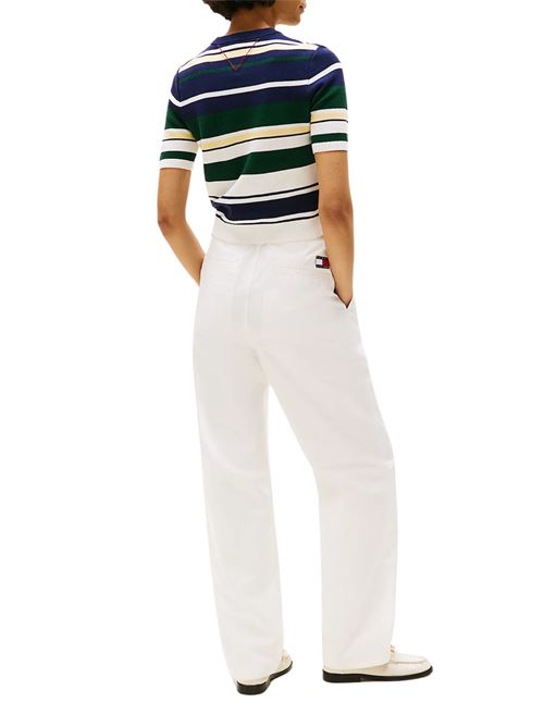 Maglia donna righe verde in lyocell Tommy Hilfiger | WW0WW45596DY4